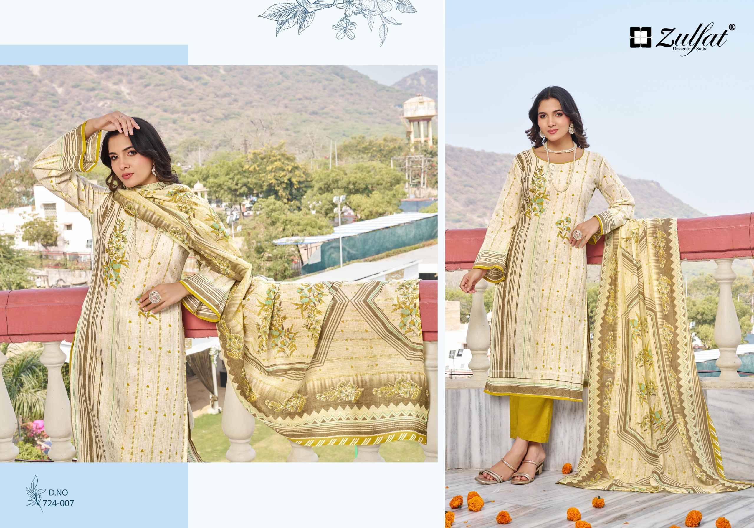 FARIDA 724 SERIES BY ZULFAT Beautiful Stylish Festive Suits Fancy Colorful Casual Wear & Ethnic Wear & Ready To Wear Heavy Cotton Print Dresses At Wholesale Price